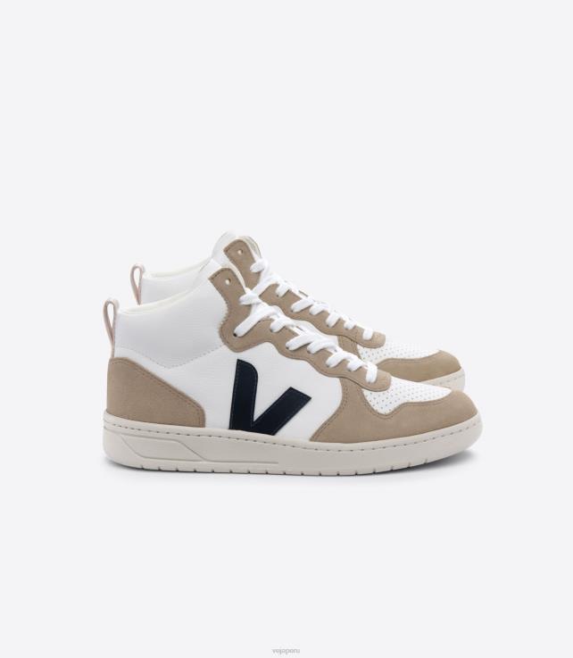 zapatos H28JT79 hombres Veja v-15 cuero sin cromo blanco nautico sahara