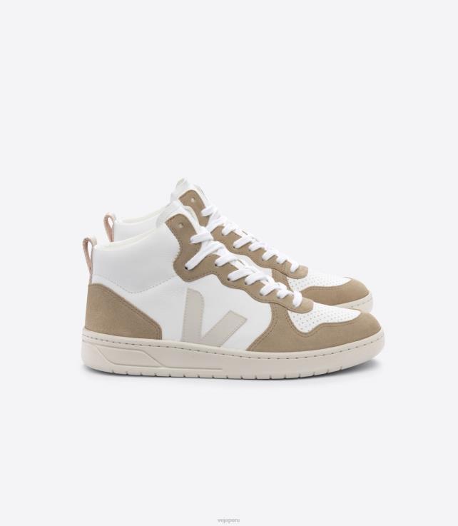 zapatos H28JT80 hombres Veja v-15 cuero sin cromo blanco pierre sahara