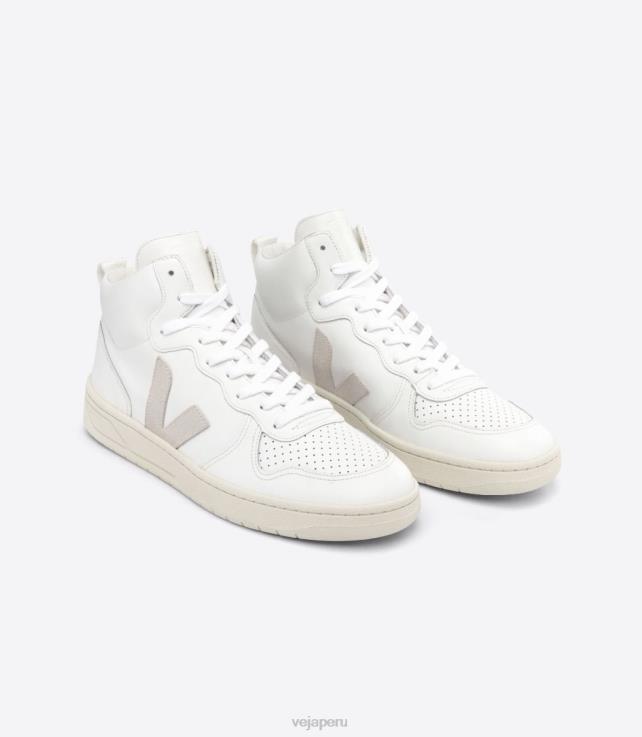zapatos H28JT81 hombres Veja v-15 cuero blanco
