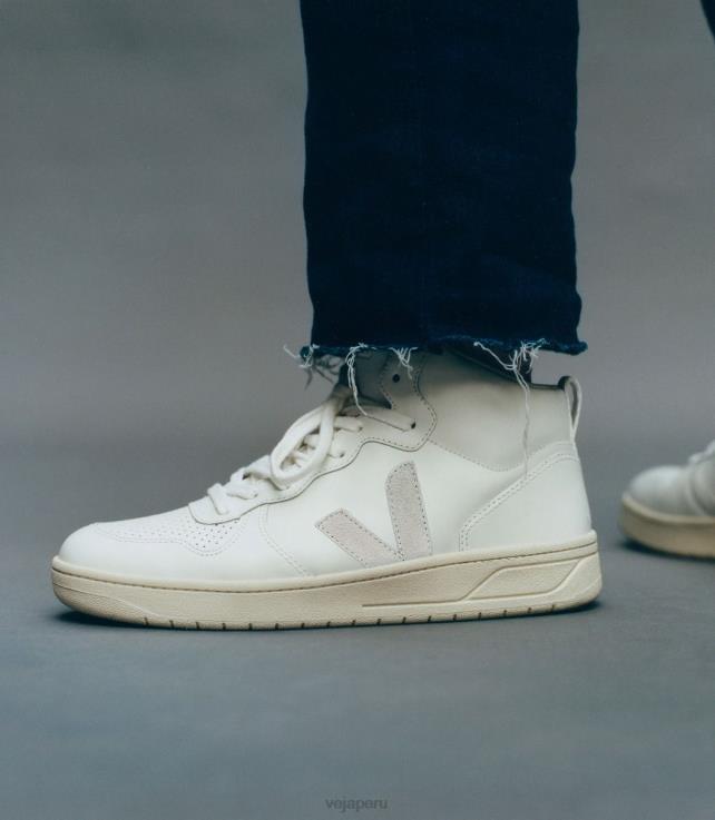 zapatos H28JT81 hombres Veja v-15 cuero blanco
