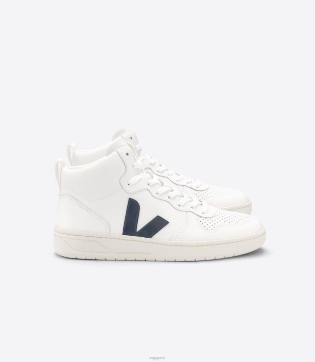 zapatos H28JT87 hombres Veja v-15 cuero blanco nautico