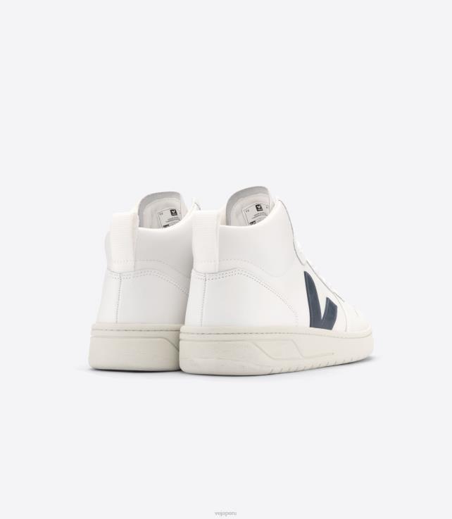 zapatos H28JT87 hombres Veja v-15 cuero blanco nautico