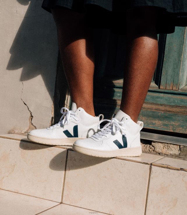 zapatos H28JT87 hombres Veja v-15 cuero blanco nautico