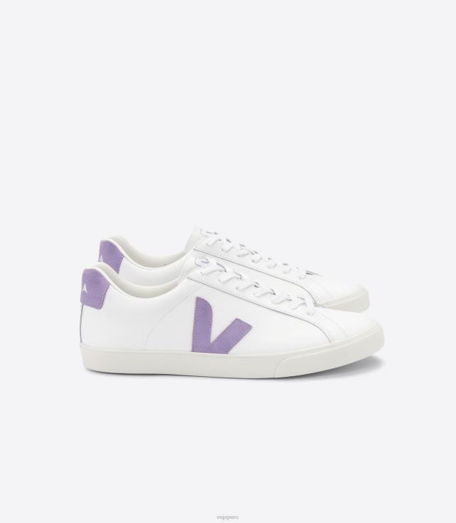 zapatos H28JT242 mujer Veja cuero esplar extra blanco lavanda