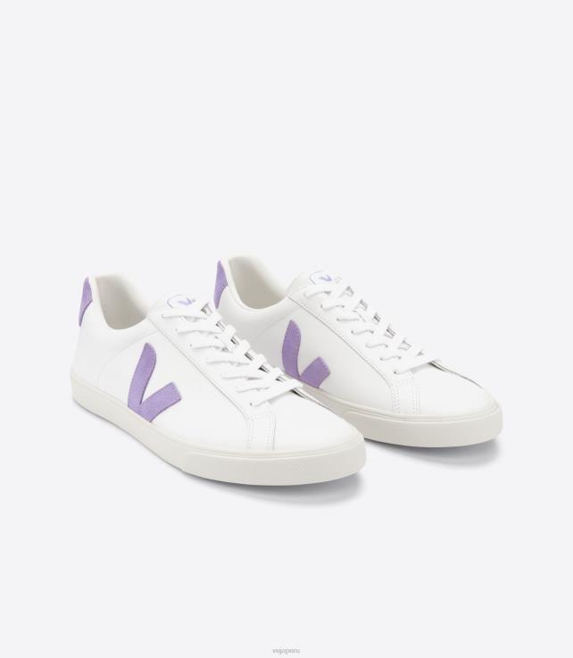 zapatos H28JT242 mujer Veja cuero esplar extra blanco lavanda