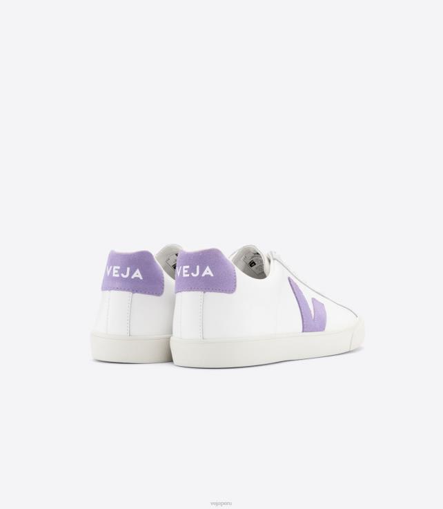 zapatos H28JT242 mujer Veja cuero esplar extra blanco lavanda