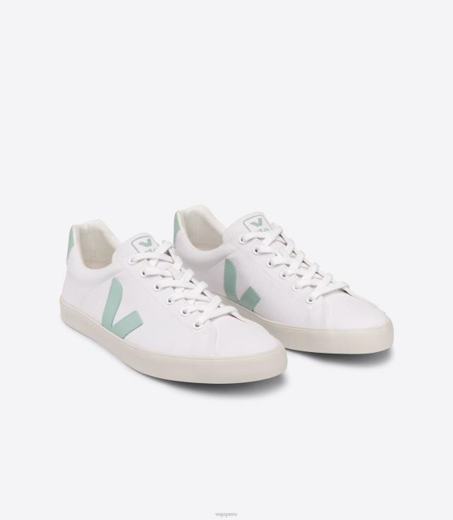 zapatos H28JT244 mujer Veja esplar se lienzo matcha blanco