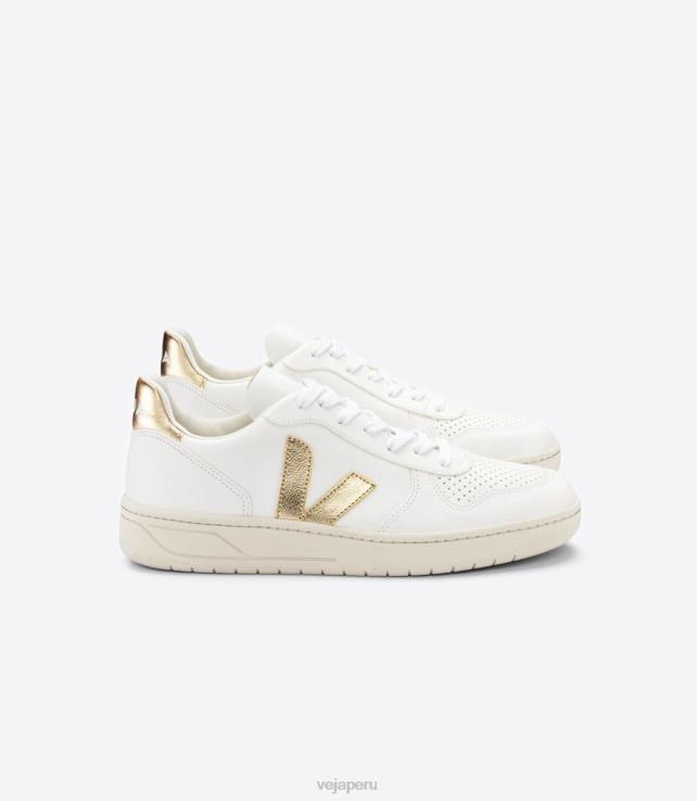 zapatos H28JT233 mujer Veja v-10 cuero sin cromo blanco platinado