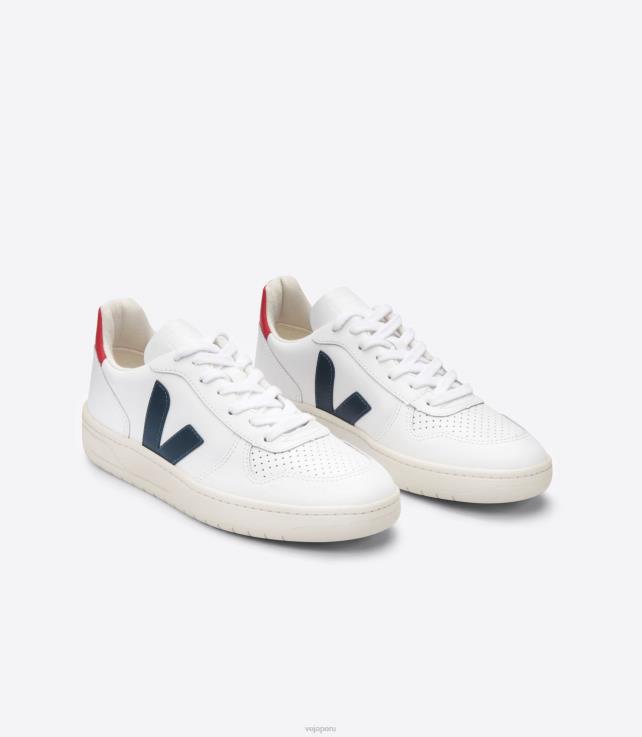 zapatos H28JT238 mujer Veja v-10 cuero blanco nautico pekin