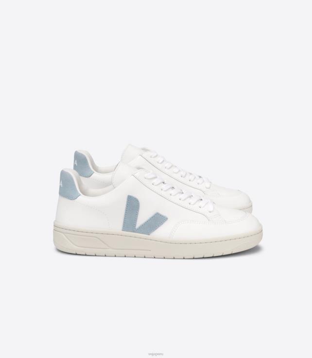 zapatos H28JT229 mujer Veja v-12 cuero blanco acero