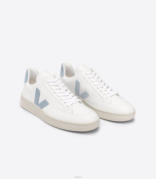 zapatos H28JT229 mujer Veja v-12 cuero blanco acero