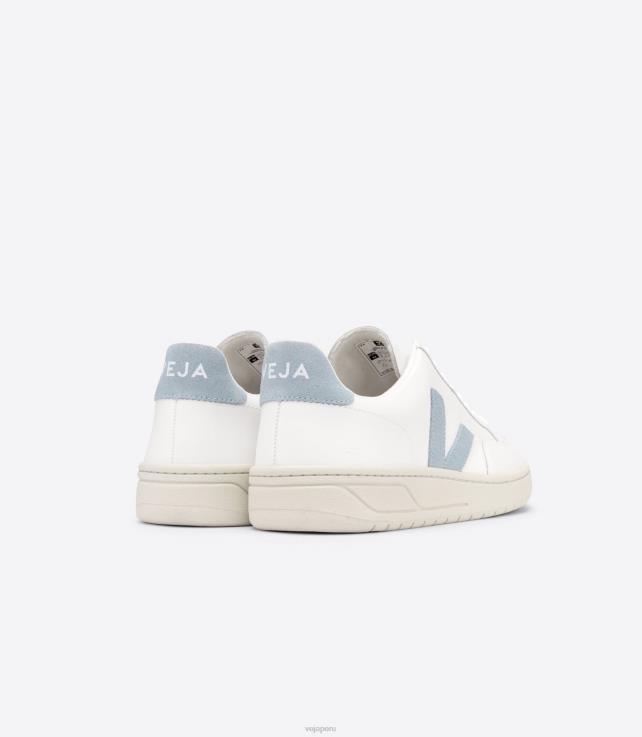 zapatos H28JT229 mujer Veja v-12 cuero blanco acero