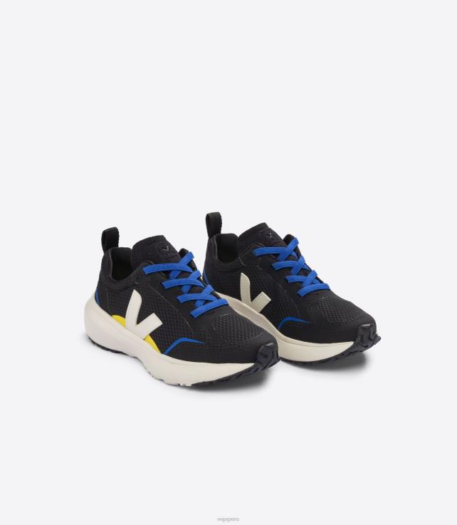zapatos H28JT380 niños Veja cordones elásticos canario alveomesh negro pierre