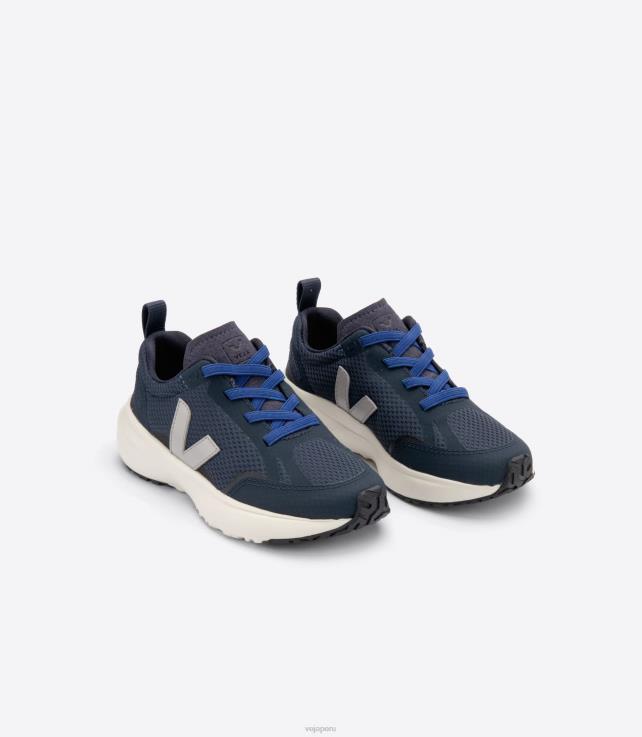 zapatos H28JT384 niños Veja cordones elásticos canario alveomesh nautico oxford gris