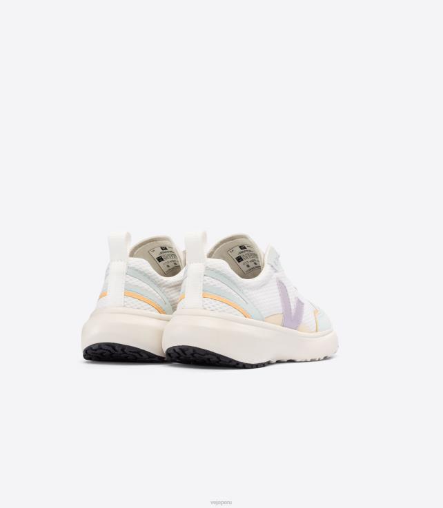 zapatos H28JT386 niños Veja cordones elásticos canario alveomesh blanco parme