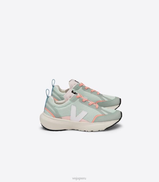 zapatos H28JT390 niños Veja cordones elásticos canario alveomesh matcha blanco