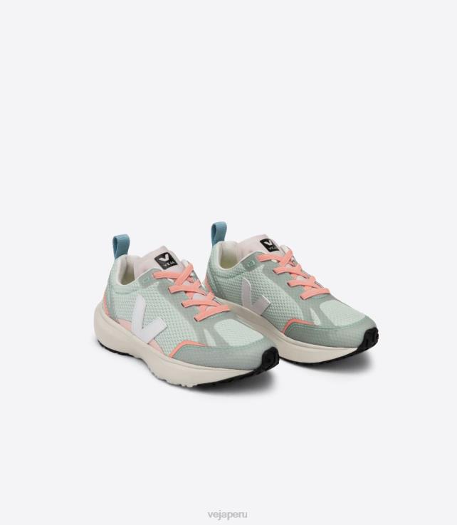 zapatos H28JT390 niños Veja cordones elásticos canario alveomesh matcha blanco