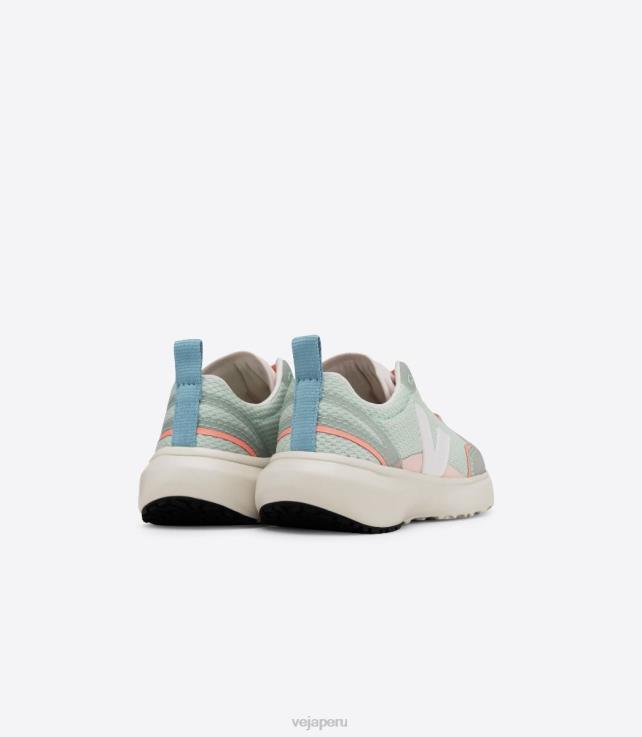 zapatos H28JT390 niños Veja cordones elásticos canario alveomesh matcha blanco