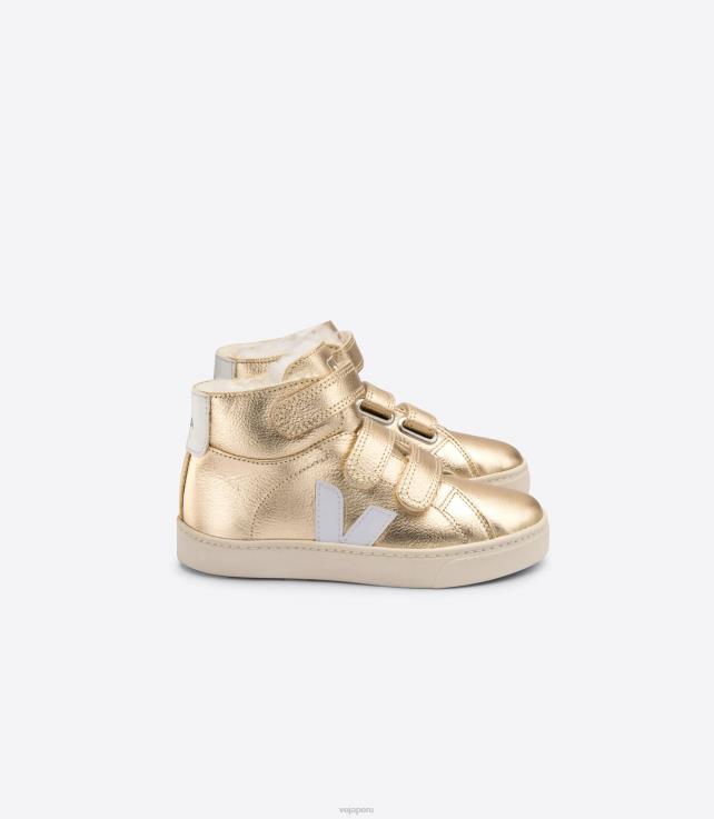 zapatos H28JT317 niños Veja esplar piel pelo medio platine blanco