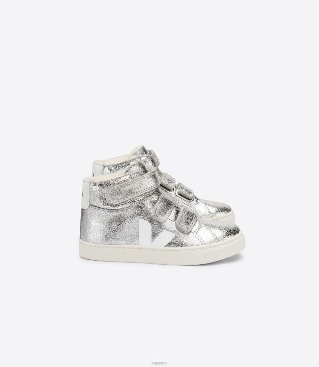 zapatos H28JT318 niños Veja esplar medio pelo plata blanco