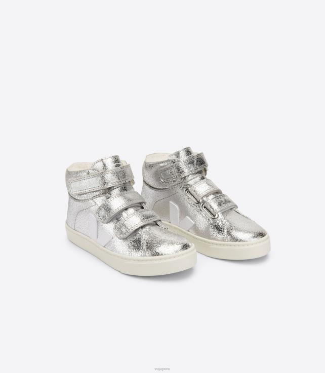 zapatos H28JT318 niños Veja esplar medio pelo plata blanco