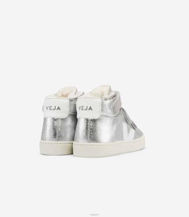 zapatos H28JT318 niños Veja esplar medio pelo plata blanco