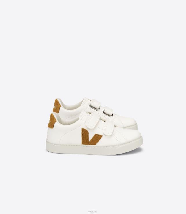 zapatos H28JT328 niños Veja esplar cuero sin cromo blanco camel
