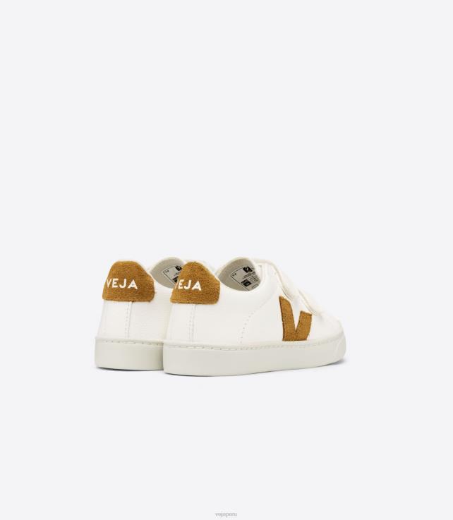 zapatos H28JT328 niños Veja esplar cuero sin cromo blanco camel