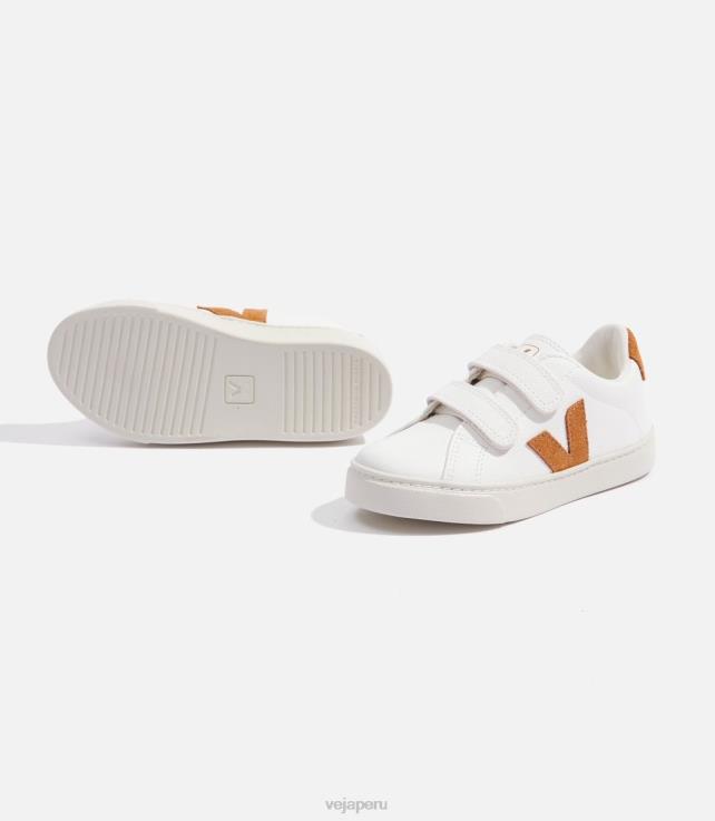 zapatos H28JT328 niños Veja esplar cuero sin cromo blanco camel
