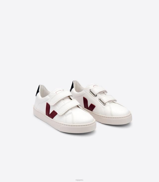 zapatos H28JT336 niños Veja esplar cuero sin cromo blanco negro marsala