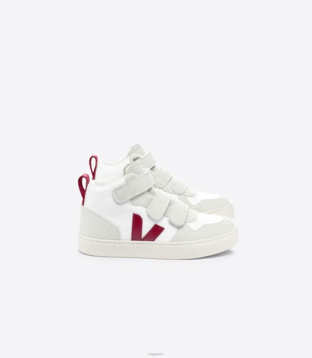 zapatos H28JT343 niños Veja v-10 mid b-mesh blanco marsala