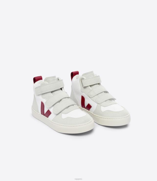 zapatos H28JT343 niños Veja v-10 mid b-mesh blanco marsala