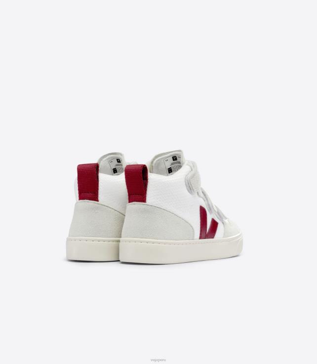 zapatos H28JT343 niños Veja v-10 mid b-mesh blanco marsala