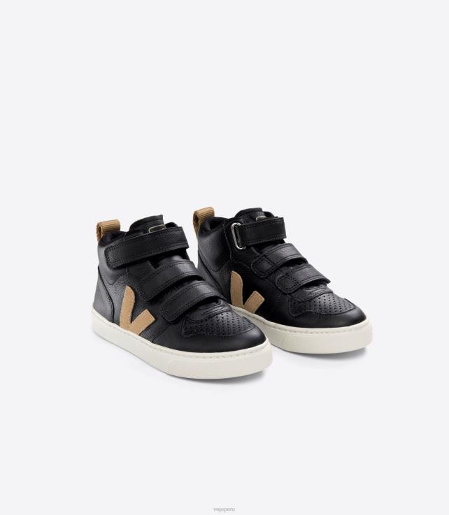 zapatos H28JT348 niños Veja v-10 mid cuero sin cromo negro duna