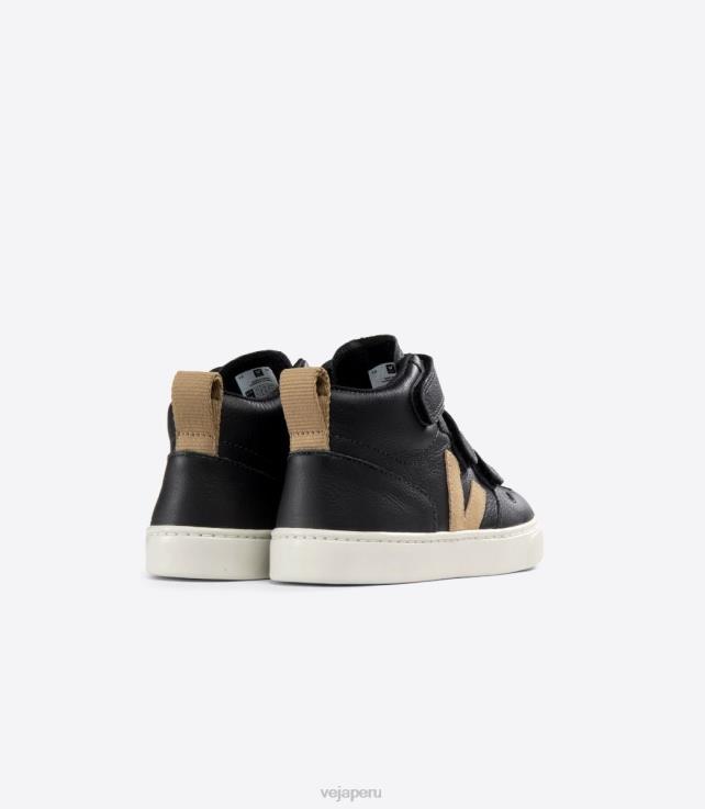 zapatos H28JT348 niños Veja v-10 mid cuero sin cromo negro duna