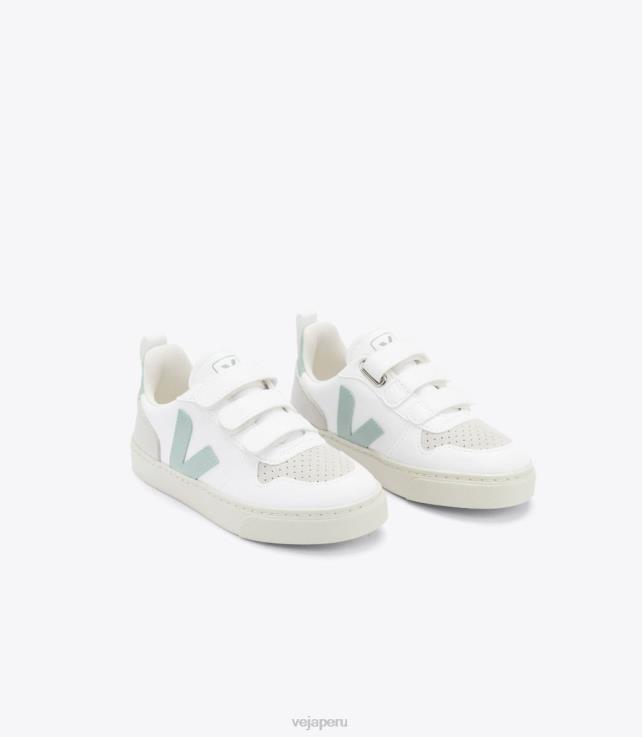 zapatos H28JT360 niños Veja v-10 cwl matcha blanco