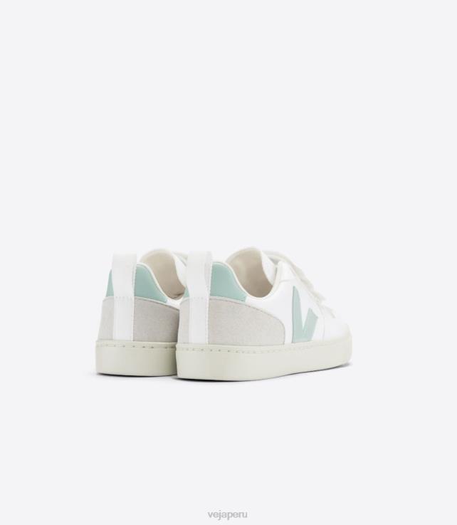 zapatos H28JT360 niños Veja v-10 cwl matcha blanco