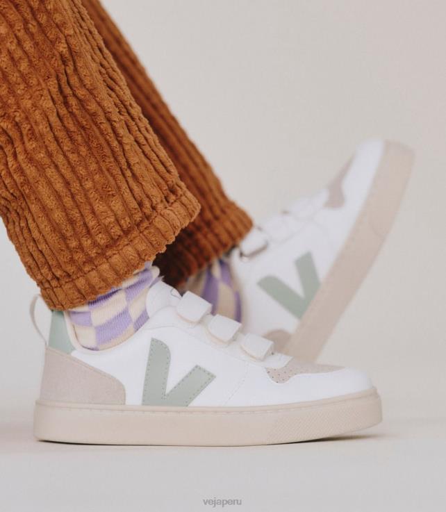 zapatos H28JT360 niños Veja v-10 cwl matcha blanco
