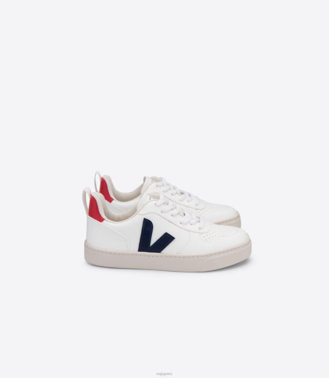 zapatos H28JT365 niños Veja v-10 cordones cwl blanco cobalto pekin