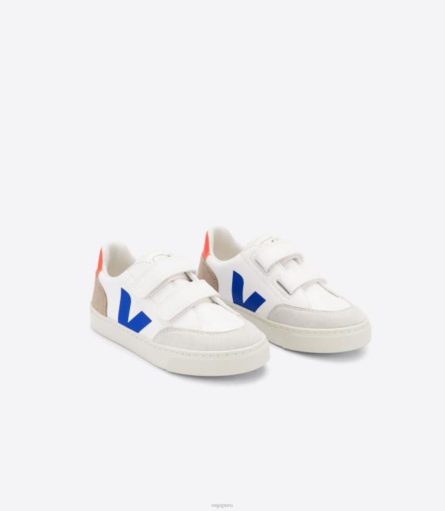 zapatos H28JT303 niños Veja v-12 cuero sin cromo blanco multico miel