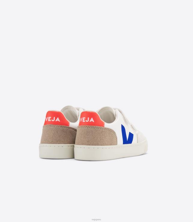 zapatos H28JT303 niños Veja v-12 cuero sin cromo blanco multico miel