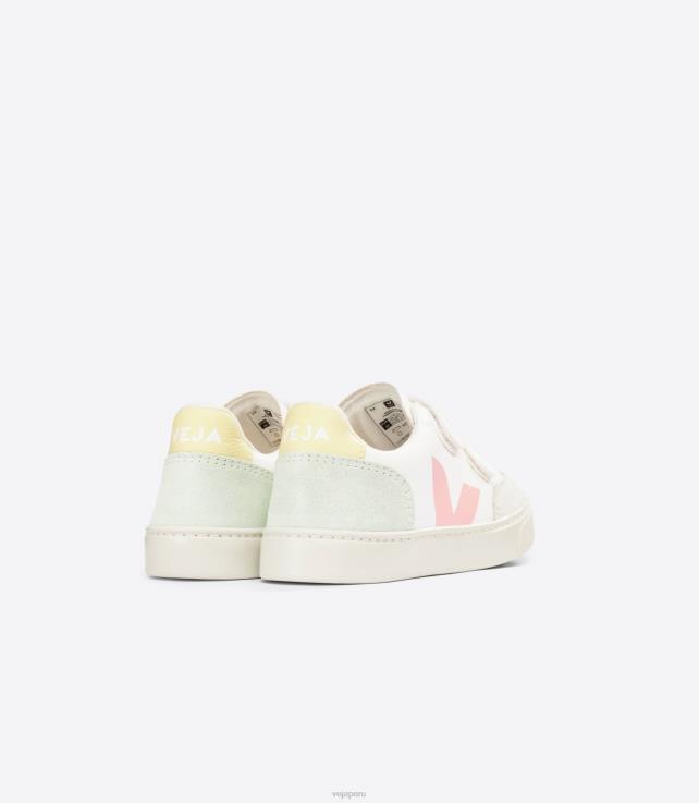 zapatos H28JT304 niños Veja v-12 cuero sin cromo blanco multico jade