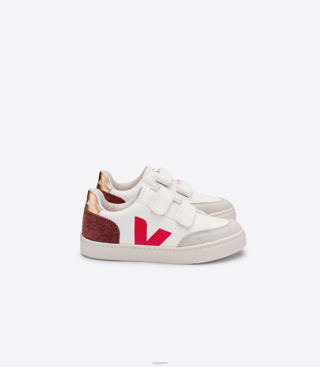 zapatos H28JT305 niños Veja v-12 cuero sin cromo blanco multico pétalo seco