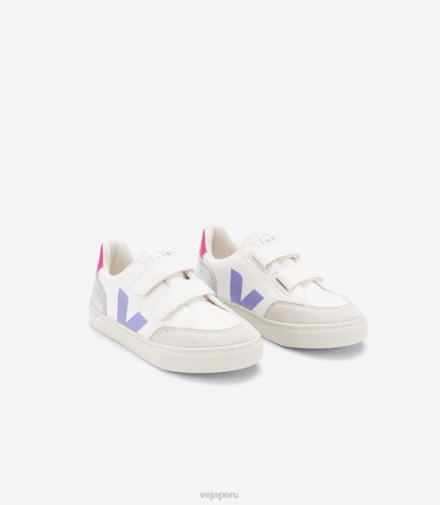 zapatos H28JT307 niños Veja v-12 cuero sin cromo multico plata