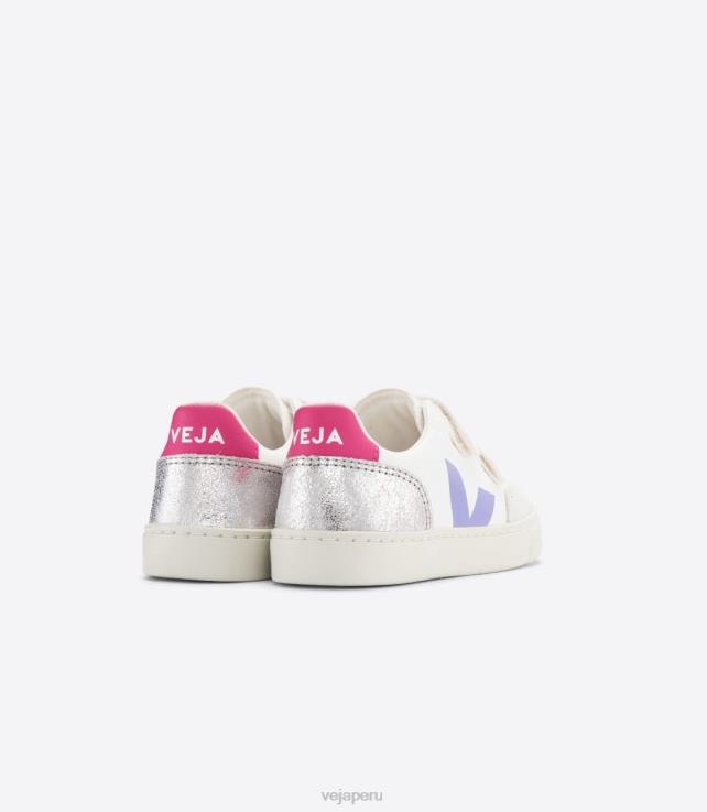 zapatos H28JT307 niños Veja v-12 cuero sin cromo multico plata
