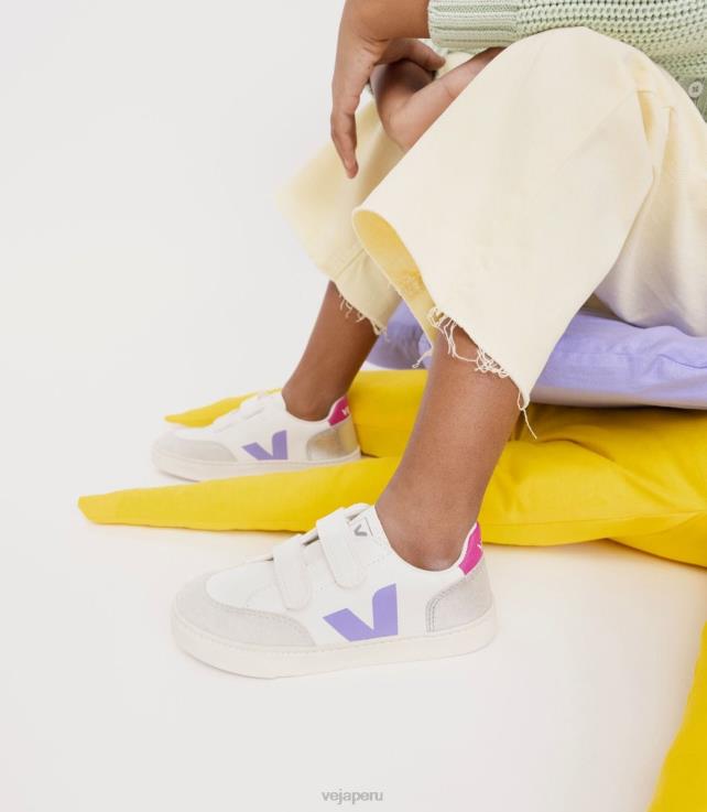 zapatos H28JT307 niños Veja v-12 cuero sin cromo multico plata