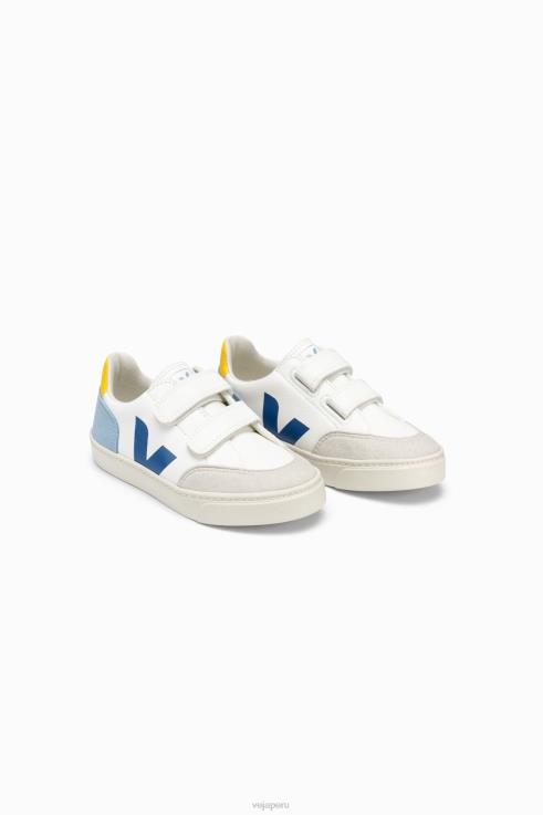 zapatos H28JT309 niños Veja v-12 cuero sin cromo blanco multico