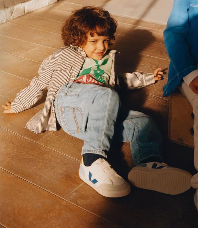 zapatos H28JT309 niños Veja v-12 cuero sin cromo blanco multico