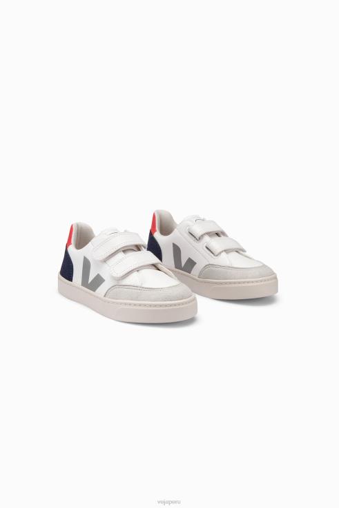 zapatos H28JT310 niños Veja v-12 cuero sin cromo blanco multico nautico