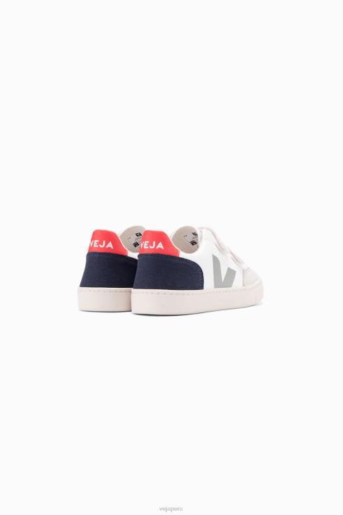 zapatos H28JT310 niños Veja v-12 cuero sin cromo blanco multico nautico